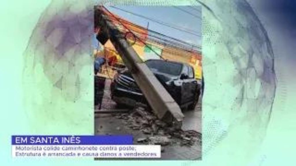 MOTORISTA PERDE CONTROLE DO VEÍCULO E ATINGE POSTE EM SANTA&nbsp;INÊS