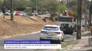 MOTORISTA CAPOTA E DERRUBA POSTE NA AV. COLARES MOREIRA EM SÃO&nbsp;LUÍS