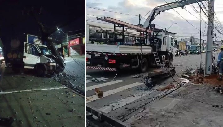 Caminhão colide com poste e deixa parte do bairro do Anil sem energia elétrica em São&nbsp;Luís