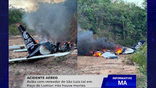 AVIÃO DE PEQUENO PORTE CAI E PEGA FOGO EM PAÇO DO LUMIAR; VEREADOR ESTAVA A&nbsp;BORDO