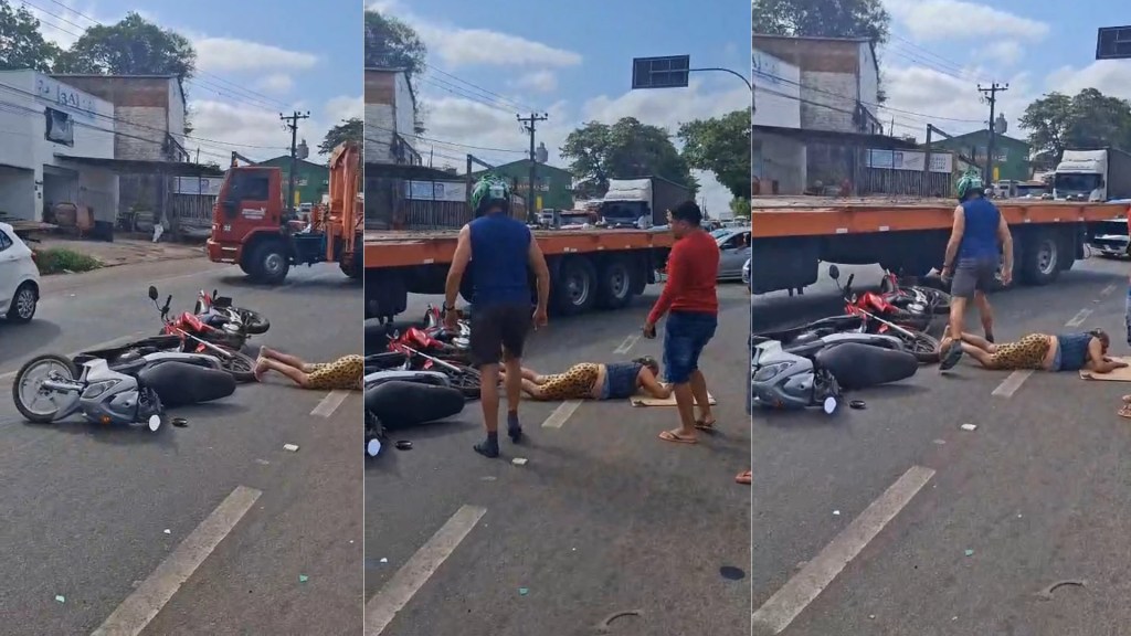 Casal de idosos fica ferido em acidente de moto na Avenida dos Franceses, em São&nbsp;Luís